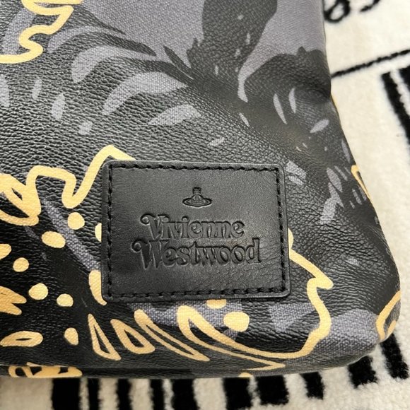 RARE Vivienne Westwood Abstract Floral Print Slim Foldable Leather Messenger Bag - Picture 7 of 12
